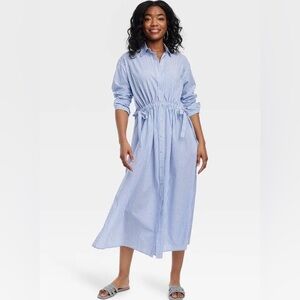Universal Thread Light Blue Pinstripe Maxi Dress